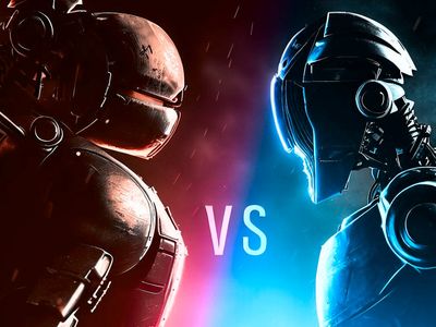 Two robots standing face to face for a fight